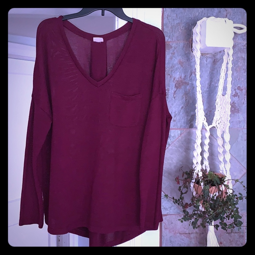 2 FOR $10! Hi Lo Semi Sheer Burgundy Sweater
